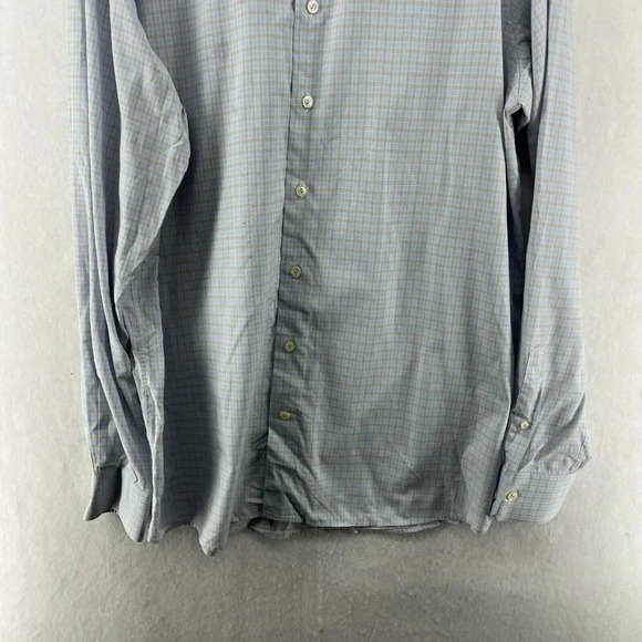 ETON Contemporary Button-Up Shirt Men's Sz 17.5 Blue Plaid Regular Fit Collared - Picture 7 of 12